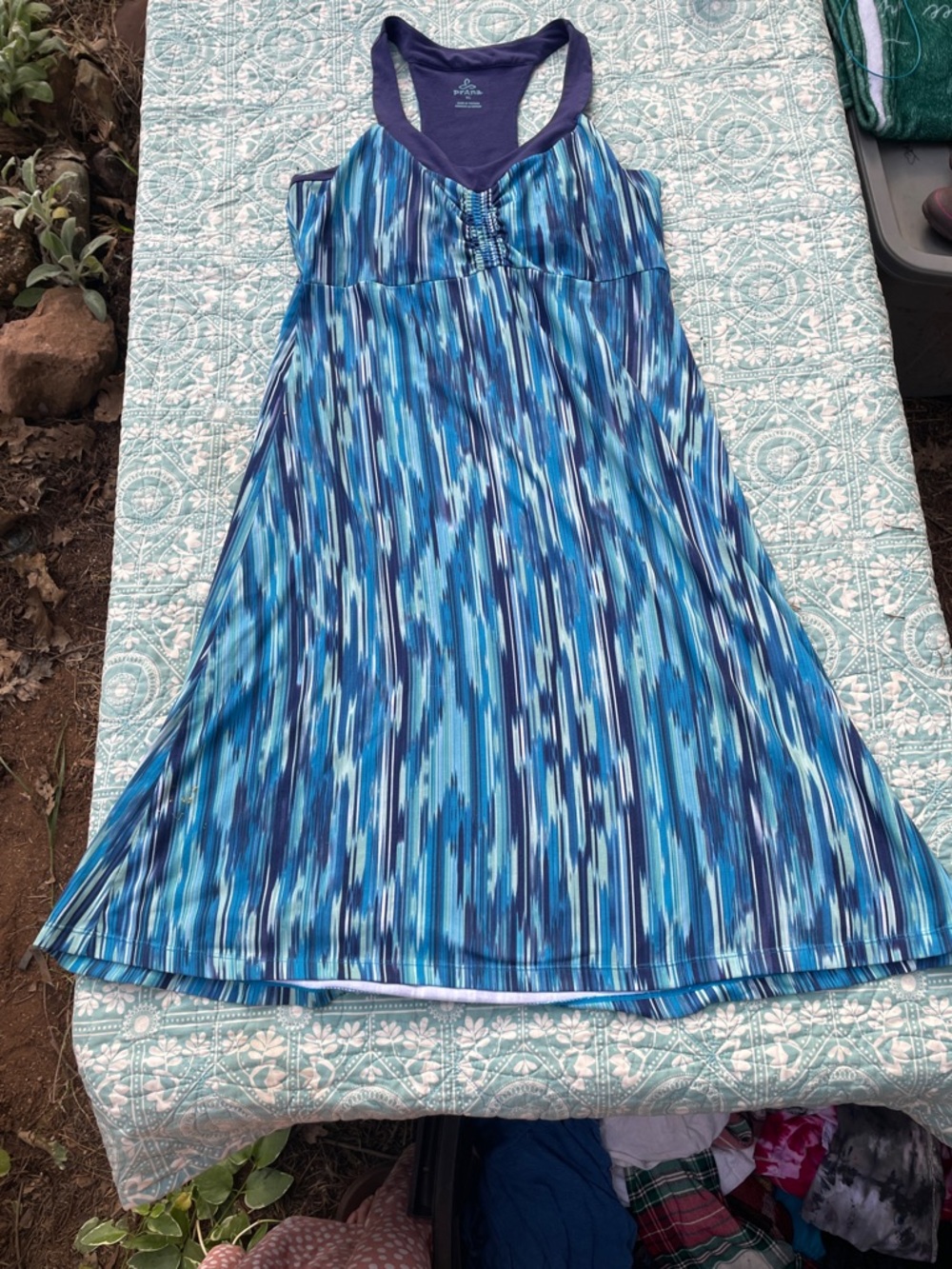 Prana Blue Multi-Pattern Racerback Sundress - Picture 3 of 3